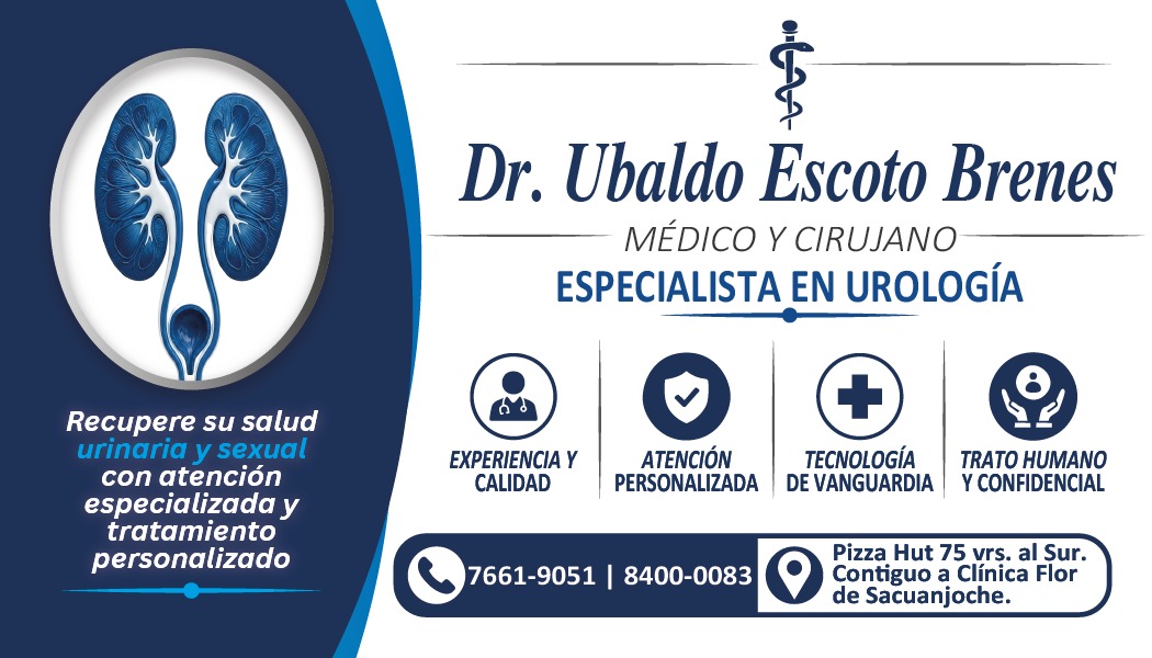 Dr. Ubaldo Escoto Brenes, especialista en urología